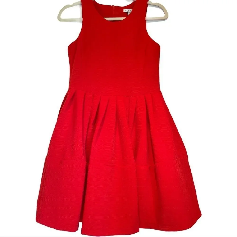 NWT Kling Brand Red Dress skater style Flattering fit womens dress size XS 0-2 - Picture 2 of 14